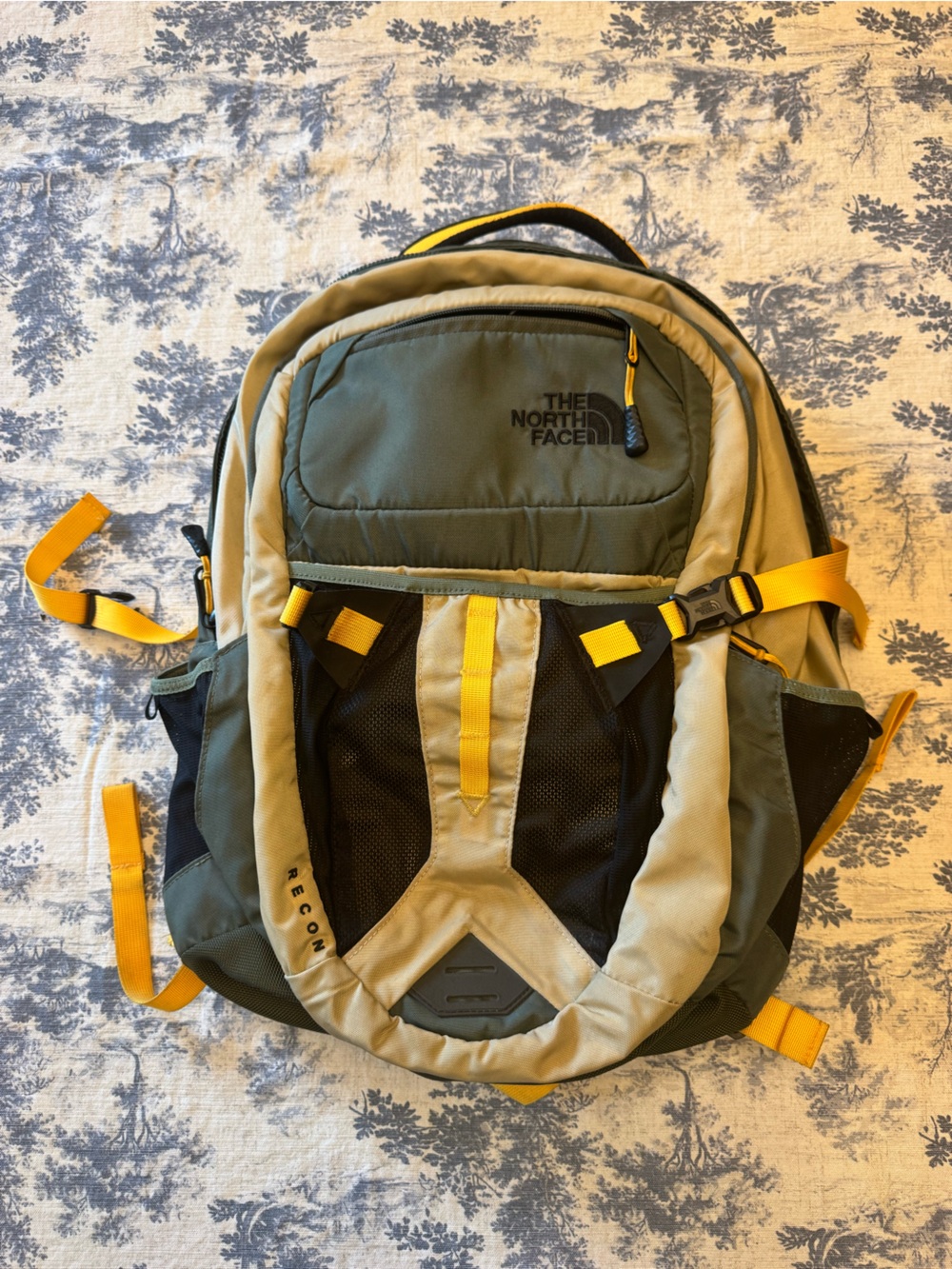 The North Face Olive and Yellow Outdoor Backpack